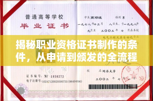 沭阳揭秘职业资格证书制作的条件，从申请到颁发的全流程解析