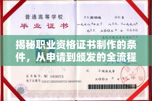 沭阳揭秘职业资格证书制作的条件，从申请到颁发的全流程解析